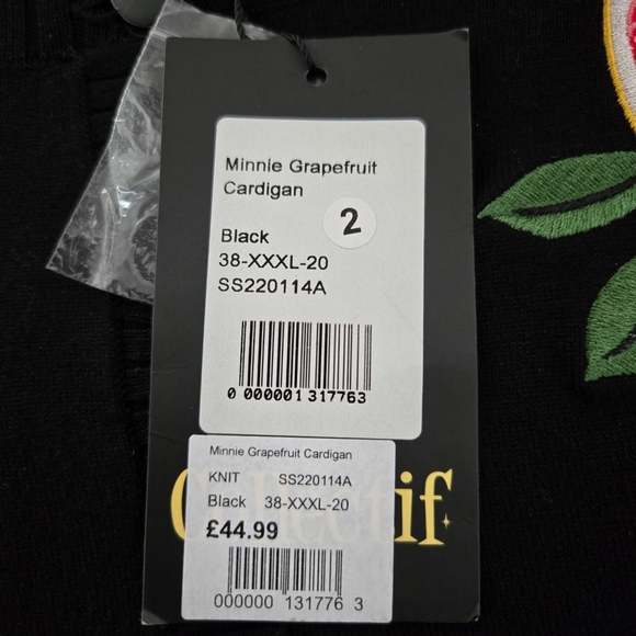 Collectif Minnie Grapefruit Cardigan. Black. Size XXXL (20). New. - Picture 10 of 11